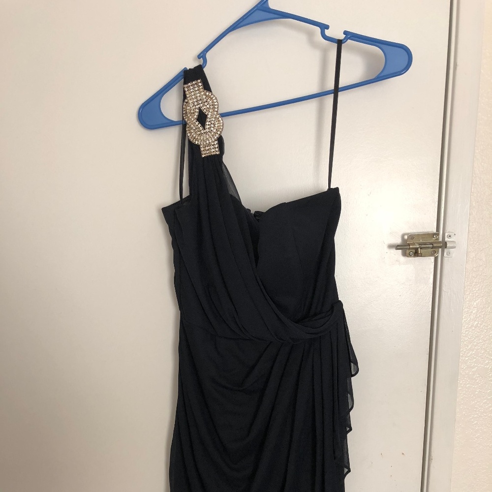 Navy blue One shouldered prom dress